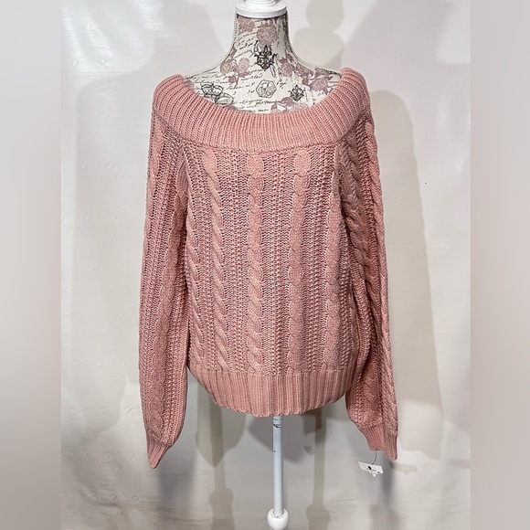 FALLS CREEK Sweet Pink chunky cable knit sweater size‎ XL. - Picture 2 of 13